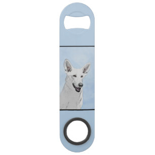 White Shepherd Painting - Cute Original Dog Art Speed Flessenopener