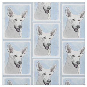 White Shepherd Painting - Cute Original Dog Art Stof