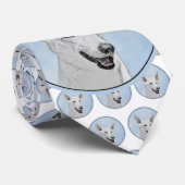 White Shepherd Painting - Cute Original Dog Art Stropdas (Opgerold)