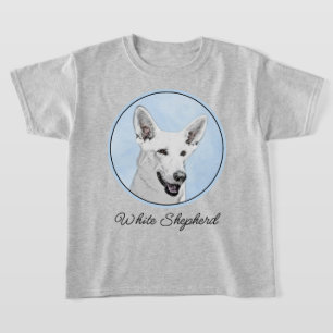 White Shepherd Painting - Cute Original Dog Art T-shirt
