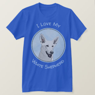 White Shepherd Painting - Cute Original Dog Art T-shirt