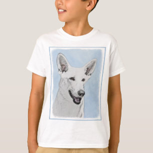 White Shepherd Painting - Cute Original Dog Art T-shirt