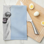 White Shepherd Painting - Cute Original Dog Art Theedoek (Quarter Fold)