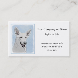 White Shepherd Painting - Cute Original Dog Art Visitekaartje