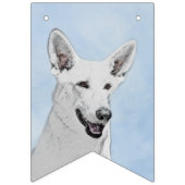 White Shepherd Painting - Cute Original Dog Art Vlaggetjes (Tweede vlag)