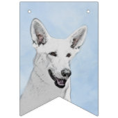 White Shepherd Painting - Cute Original Dog Art Vlaggetjes (Eerste vlag)