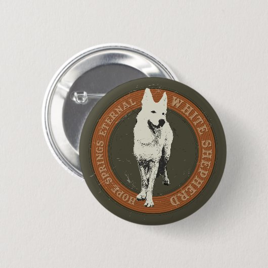 White Shepherd Ronde Button 5,7 Cm (Voorkant /achterkant)