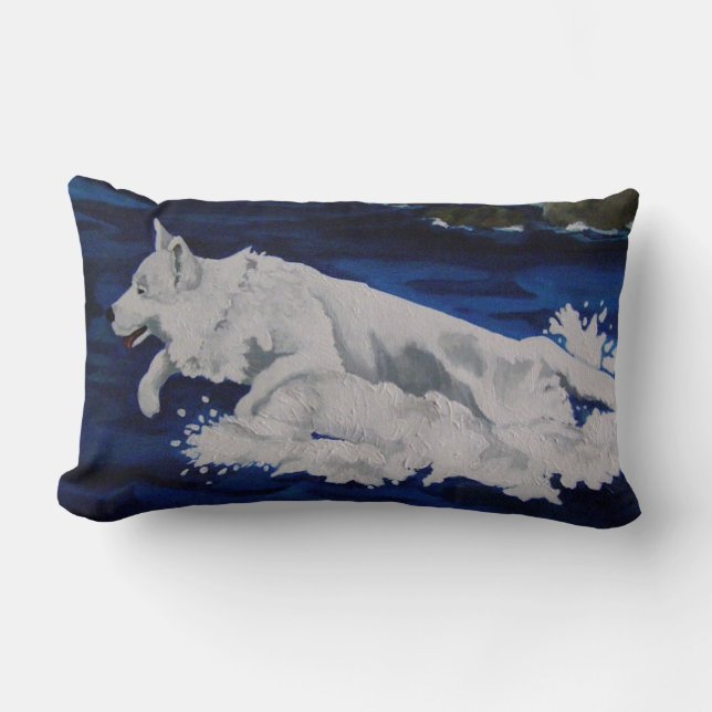 White Shepherd Splash Kussen (Voorkant)