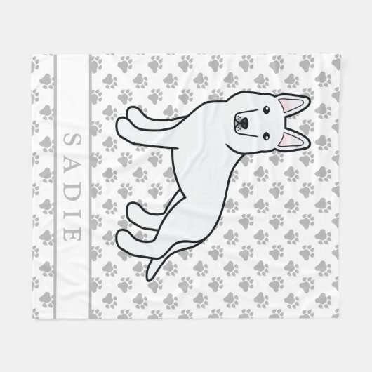 White Shepherd White German Shepherd & Custom Name Fleece Deken (Voorkant (Horizontaal))