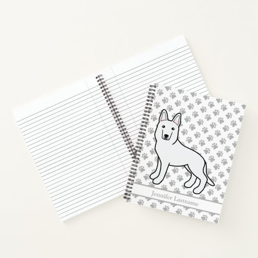 White Shepherd White German Shepherd & Custom Text Notitieboek (Binnen)