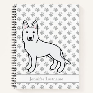 White Shepherd White German Shepherd & Custom Text Notitieboek
