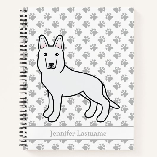 White Shepherd White German Shepherd & Custom Text Notitieboek (Voorkant)