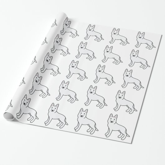 White Shepherd / White German Shepherd Dog Cadeaupapier (Uitgerold)