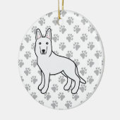 White Shepherd / White German Shepherd Dog Keramisch Ornament (Links)