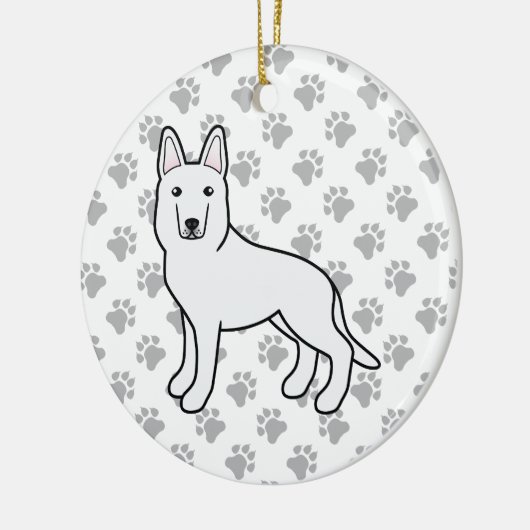White Shepherd / White German Shepherd Dog Keramisch Ornament (Links)