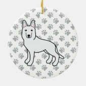 White Shepherd / White German Shepherd Dog Keramisch Ornament (Achterkant)