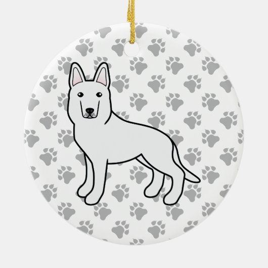 White Shepherd / White German Shepherd Dog Keramisch Ornament (Achterkant)
