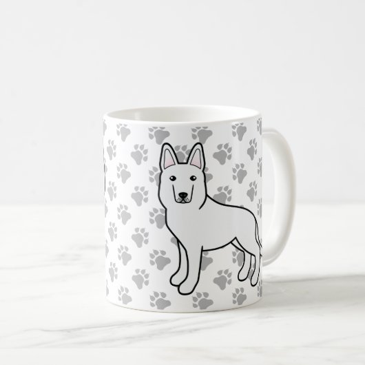 White Shepherd / White German Shepherd Dog & Paws Koffiemok (Voorkant rechts)