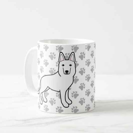 White Shepherd / White German Shepherd Dog & Paws Koffiemok (Voorkant links)