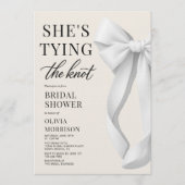 White She's Tying The Knot Elegant Bridal Shower Kaart (Voorkant)