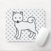 White Shiba Inu Cartoon Dog & Paws Muismat (Met muis)