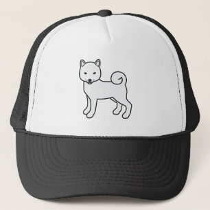 White Shiba Inu Cute Cartoon Dog Illustratie Trucker Pet