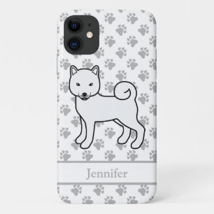 White Shiba Inu Cute Cartoon Dog & Name Case-Mate iPhone Case