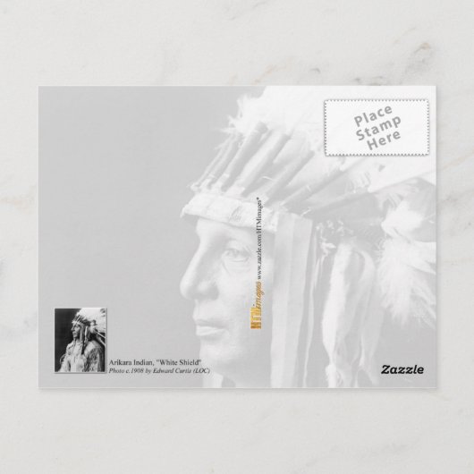 White Shield - Arikara Native American Indian Briefkaart (Achterkant)