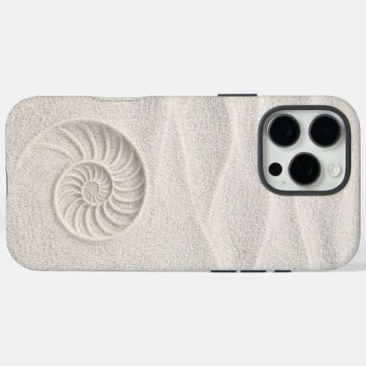 White Shimmer Sand Nautilus Shell Coastal  Case-Mate iPhone Case (Achterkant (horizontaal))