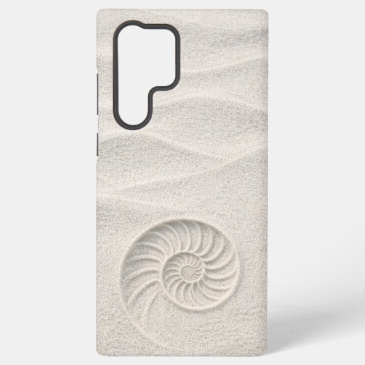 White Shimmer Sand Nautilus Shell Coastal Samsung Galaxy Hoesje (Achterkant)
