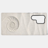 White Shimmer Sand Nautilus Shell Coastal Samsung Galaxy Hoesje (Achterkant horizontaal)