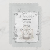 White Shiny Elegant Sparkly Frame Wedding Kaart (Voorkant / Achterkant)