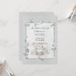 White Shiny Elegant Sparkly Frame Wedding Kaart