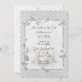 White Shiny Elegant Sparkly Frame Wedding Kaart (Voorkant)