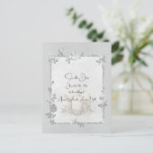 White Shiny Elegant Sparkly Save the Date Briefkaart (Staand voorkant)