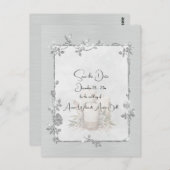 White Shiny Elegant Sparkly Save the Date Briefkaart (Voorkant / Achterkant)