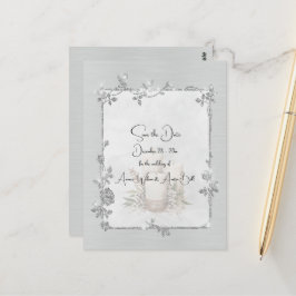 White Shiny Elegant Sparkly Save the Date Briefkaart