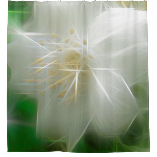 White Shiny Jasmine Douchegordijn (Voorkant)