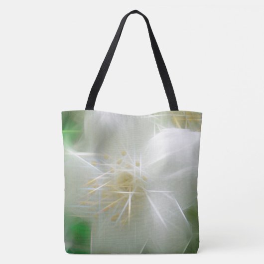 White Shiny Jasmine Tote Bag (Achterkant)