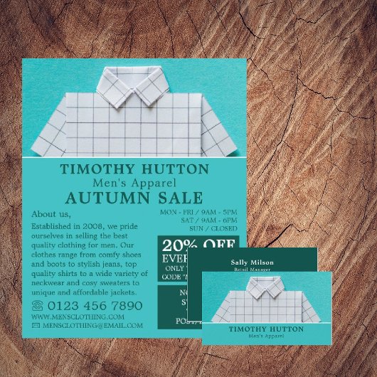 White Shirt, Men's Clothing Store Advertising Flyer