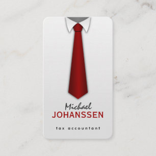 White Shirt Red Stropdas Accountant Visitekaartjes