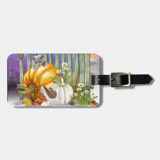 White Shoe Lost in Pumpkin Patch Collage Bagagelabel (Voorkant horizontaal)