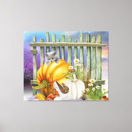 White Shoe Lost in Pumpkin Patch Collage Canvas Afdruk (Voorkant)