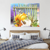 White Shoe Lost in Pumpkin Patch Collage Canvas Afdruk (Insitu (Slaapkamer))