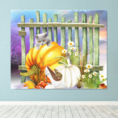 White Shoe Lost in Pumpkin Patch Collage Canvas Afdruk (Insitu (Houten vloer))