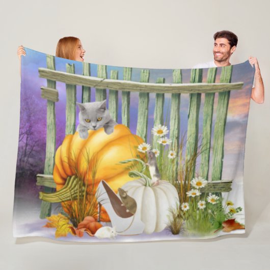 White Shoe Lost in Pumpkin Patch Collage Fleece Deken (In situ)