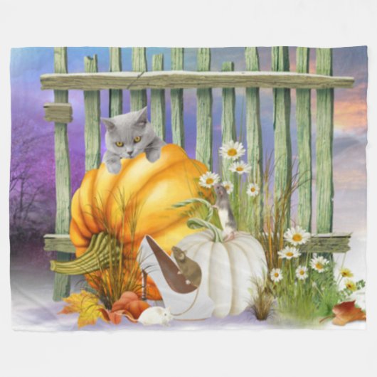 White Shoe Lost in Pumpkin Patch Collage Fleece Deken (Voorkant (Horizontaal))