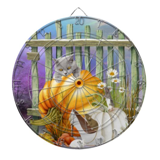 White Shoe Lost in Pumpkin Patch is een collage Dartbord (Voorkant)