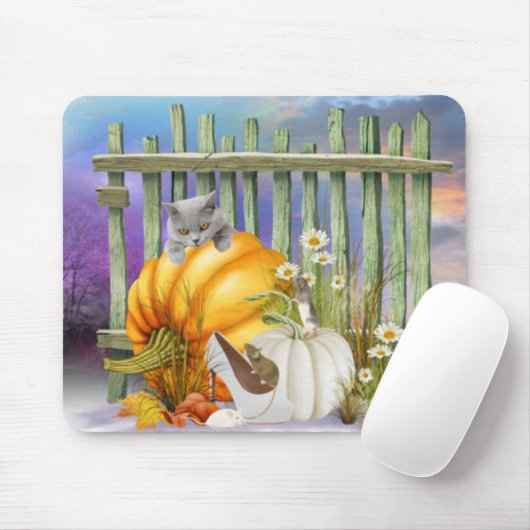 White Shoe Lost in the Pumpkin Patch Muismat (Met muis)