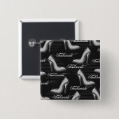 White Shoes-Fashionista-Button Vierkante Button 5,1 Cm (Voorkant /achterkant)